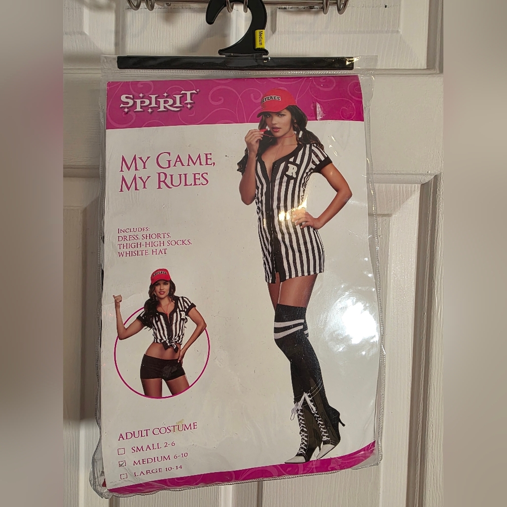 Spirit Halloween Referee Costume with Dress, Shorts and Hat Size Med